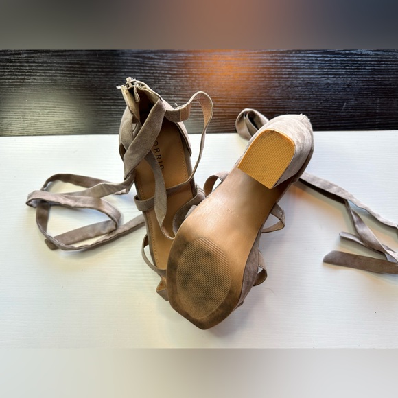 Torrid Taupe Strappy Block Heels with Wraparound Ties - Size 12WW - $20 - Picture 3 of 3